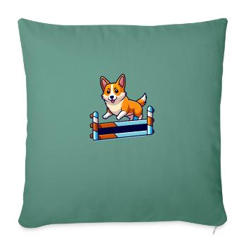 Art du parcours d’agilité Corgi déterminé - Housse de coussin décorative 45 x 45 cm - vert sapin - Devant