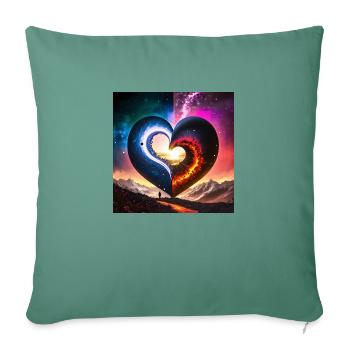 Firefly love ying yang - Housse de coussin décorative 45 x 45 cm - vert sapin - Devant