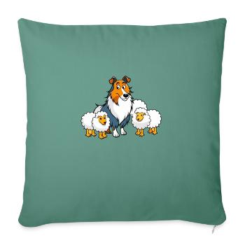 Gentle Collie Herding Sheep - Sofa pillowcase 17,3'' x 17,3'' (45 x 45 cm) - cypress green - Front