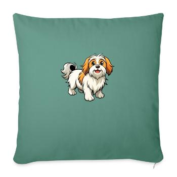 Parade confiante de Lhassa Apso - Housse de coussin décorative 45 x 45 cm - vert sapin - Devant