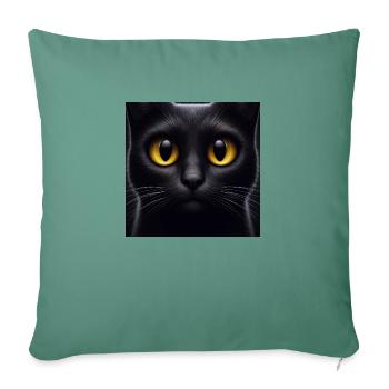 Niedliche schwarze Katze mit grossen gelben Augen - Sofakissenbezug 45 x 45 cm - Tanngrün - Vorne