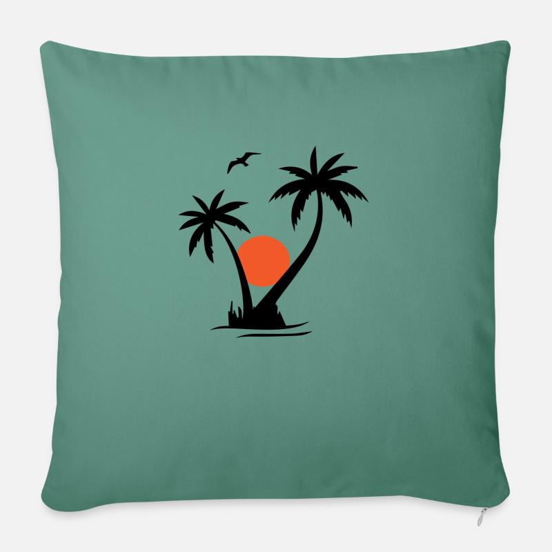 Coucher de soleil - Housse de coussin décorative 45 x 45 cm - vert sapin