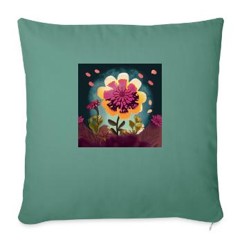 Bunte Freiheit: Hippie Blume - Sofakissenbezug 45 x 45 cm - Tanngrün - Vorne