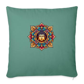 Bouddha du Lotus - Housse de coussin décorative 45 x 45 cm - vert sapin - Devant