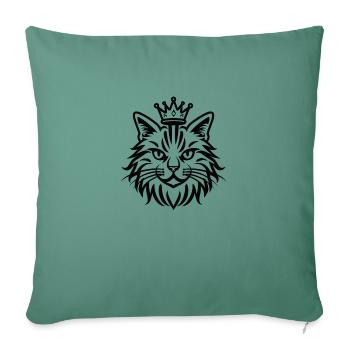 Fluffy Cat with Crown - Sofa pillowcase 17,3'' x 17,3'' (45 x 45 cm) - cypress green - Front