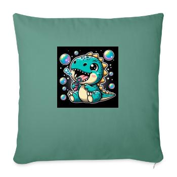 Dino mit Seifenblasen im Weltraum - Sofakissenbezug 45 x 45 cm - Tanngrün - Vorne