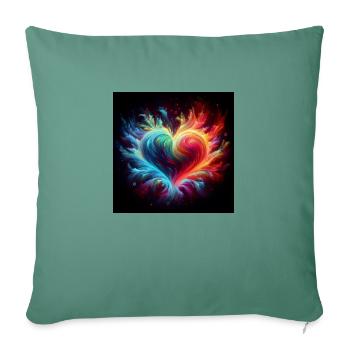 Fire burst heart rainbow - Sofa pillowcase 17,3'' x 17,3'' (45 x 45 cm) - cypress green - Front