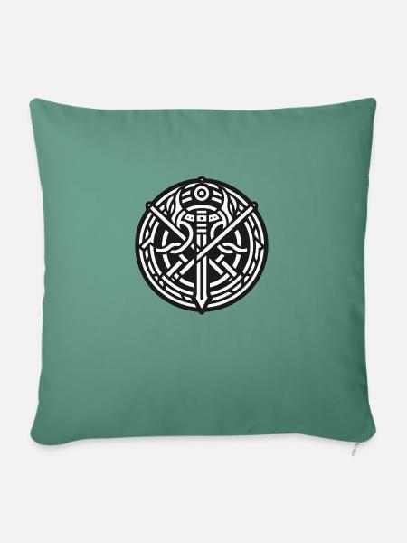 Alte Wikingersymbole Keltisch-Gälisch Version 5 - Sofakissenbezug 45 x 45 cm - Tanngrün