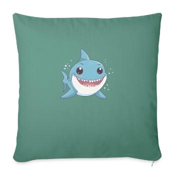 Petit Requin enfantin - Housse de coussin décorative 45 x 45 cm - vert sapin - Devant