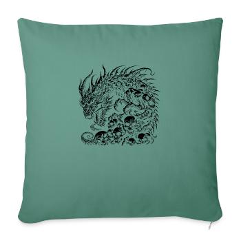 Fantasy-Drache, Anime-Drachenkopf, mythische Reptilienmagie - Sofakissenbezug 45 x 45 cm - Tanngrün - Vorne