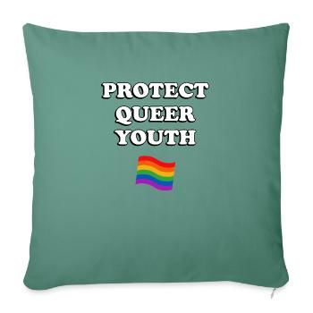 Protect Queer Youth LGBTQ Flag - Sofa pillowcase 17,3'' x 17,3'' (45 x 45 cm) - cypress green - Front