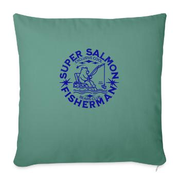 humour papa pêche ours super pêcheur de saumon - Housse de coussin décorative 45 x 45 cm - vert sapin - Devant