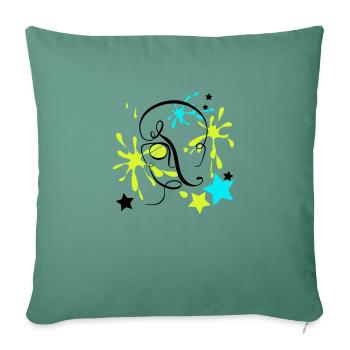 The face with spots and stars around - Sofa pillowcase 17,3'' x 17,3'' (45 x 45 cm) - cypress green - Front