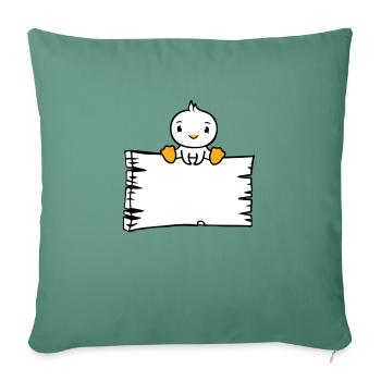 oiseau assis sur panneau en bois texte panneau cadre mignon - Housse de coussin décorative 45 x 45 cm - vert sapin - Devant