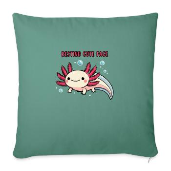 Axolotl - Resting cute face - Sofa pillowcase 17,3'' x 17,3'' (45 x 45 cm) - cypress green - Front