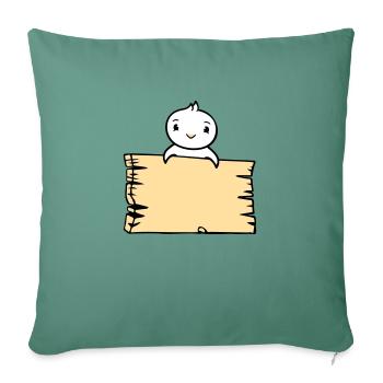oiseau assis sur panneau en bois texte panneau cadre mignon - Housse de coussin décorative 45 x 45 cm - vert sapin - Devant