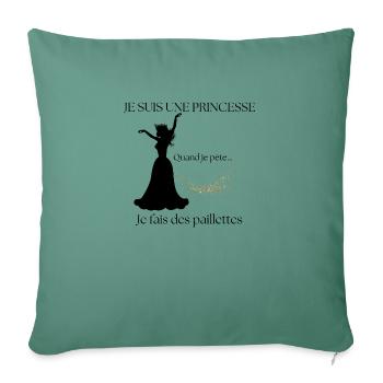 Quand je pète, je fais des paillettes - Housse de coussin décorative 45 x 45 cm - vert sapin - Devant