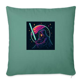 T-shirt with a neon knight on the background of space - Sofa pillowcase 17,3'' x 17,3'' (45 x 45 cm) - cypress green - Front