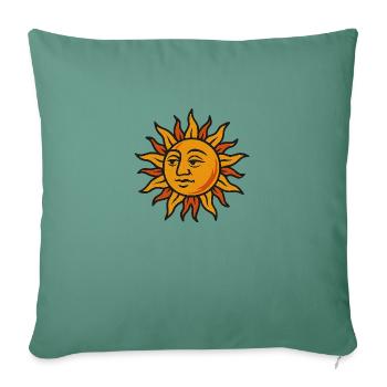 Le Visage du Soleil - Housse de coussin décorative 45 x 45 cm - vert sapin - Devant