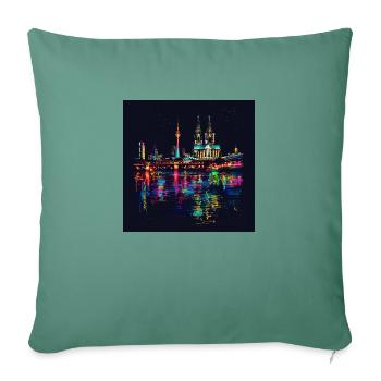 Cologne Cathedral City Skyline Night Black Neon - Sofa pillowcase 17,3'' x 17,3'' (45 x 45 cm) - cypress green - Front