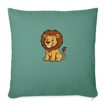 Lion mignon - Housse de coussin décorative 45 x 45 cm - vert sapin - Devant