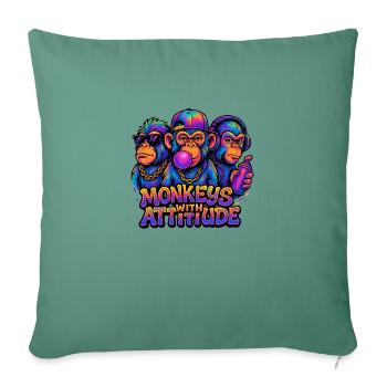 Monkeys with Attitude - Sofa pillowcase 17,3'' x 17,3'' (45 x 45 cm) - cypress green - Front