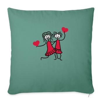 2 hearts best outline frame heart best friends tex - Sofa pillowcase 17,3'' x 17,3'' (45 x 45 cm) - cypress green - Front