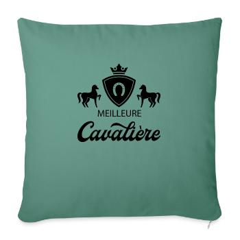 Meilleure cavalière. Idée cadeau. Equitation - Housse de coussin décorative 45 x 45 cm - vert sapin - Devant
