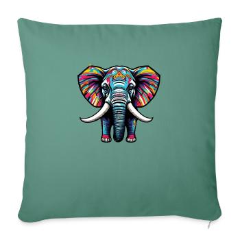 Colorful elephant from Africa ceremonially painted - Sofa pillowcase 17,3'' x 17,3'' (45 x 45 cm) - cypress green - Front