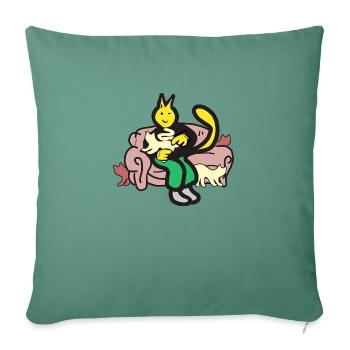 Cats person - Sofa pillowcase 17,3'' x 17,3'' (45 x 45 cm) - cypress green - Front