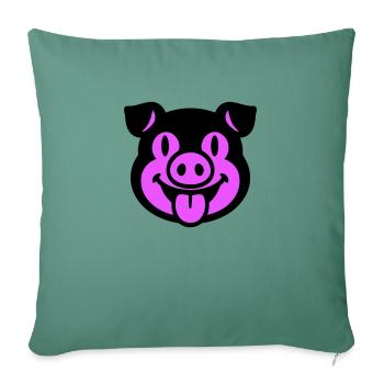Ferkel Schwein Kopf - Sofakissenbezug 45 x 45 cm - Tanngrün - Vorne