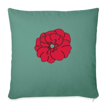 Rote Pfingstrose, Garten, Blume - Sofakissenbezug 45 x 45 cm - Tanngrün - Vorne