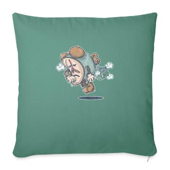 Time Flies Funky Watch Cartoon - Housse de coussin décorative 45 x 45 cm - vert sapin - Devant