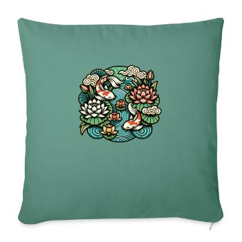 Koi carp inspired by traditional Chinese art - Sofa pillowcase 17,3'' x 17,3'' (45 x 45 cm) - cypress green - Front