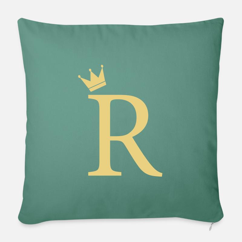 R-Monogramm-Krone - Sofakissenbezug 45 x 45 cm - Tanngrün