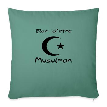 fier d'être musulman - Housse de coussin décorative 45 x 45 cm - vert sapin - Devant