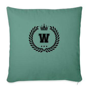 Blason W - Housse de coussin décorative 45 x 45 cm - vert sapin - Devant