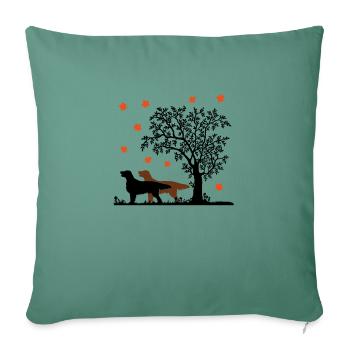 2 Flat Coated Retriever Herbst - Sofakissenbezug 45 x 45 cm - Tanngrün - Vorne