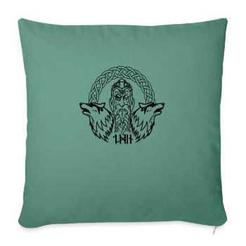 Wikinger Gott Odin mit Raben und Axt keltisch nord - Sofakissenbezug 45 x 45 cm - Tanngrün - Vorne