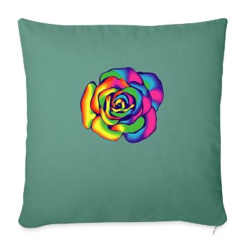 Rose Flower Colorful Rainbow Illustration - Sofa pillowcase 17,3'' x 17,3'' (45 x 45 cm) - cypress green - Front