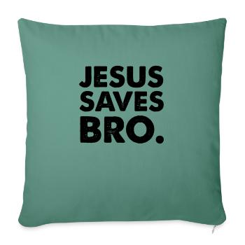 Jésus sauve mon frère - Housse de coussin décorative 45 x 45 cm - vert sapin - Devant