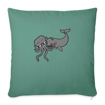Oktopus Wal 2 Kämpfen Tiefsee Monster Seemonster - Sofakissenbezug 45 x 45 cm - Tanngrün - Vorne