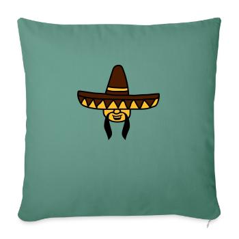 head face mexican funny south america sombrero - Sofa pillowcase 17,3'' x 17,3'' (45 x 45 cm) - cypress green - Front