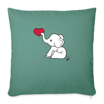 herz liebe schenken verliebt elefant sitzend suess - Sofakissenbezug 45 x 45 cm - Tanngrün - Vorne