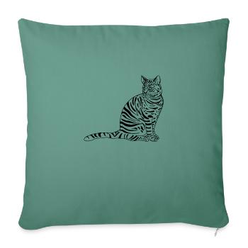 Silhouette noire d’un chat. - Housse de coussin décorative 45 x 45 cm - vert sapin - Devant