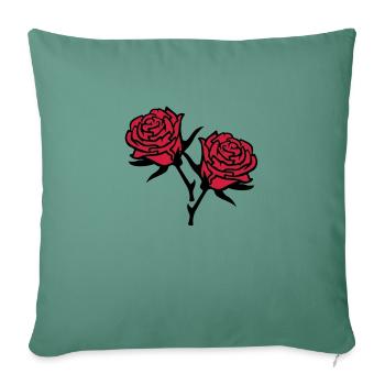 roses4 - Housse de coussin décorative 45 x 45 cm - vert sapin - Devant