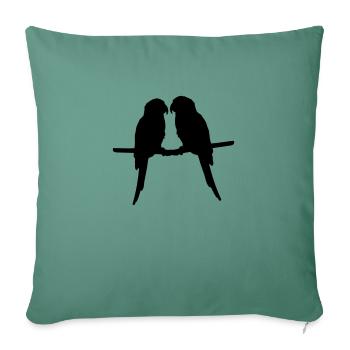 Perroquets quelques oiseaux - Housse de coussin décorative 45 x 45 cm - vert sapin - Devant