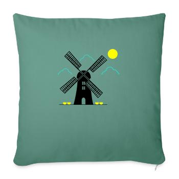 windmill landscape - Sofa pillowcase 17,3'' x 17,3'' (45 x 45 cm) - cypress green - Front
