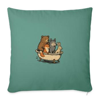 Animaux en tournée - Housse de coussin décorative 45 x 45 cm - vert sapin - Devant