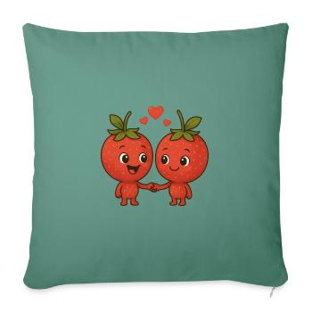 Strawberries with hearts - Sofa pillowcase 17,3'' x 17,3'' (45 x 45 cm) - cypress green - Front
